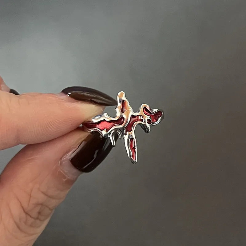 Y2K Crystal Rings Kpop Heart Adjustable Ring Irregular Geometry Punk Vintage Rings Set for Women Girls New Fashion Jewelry