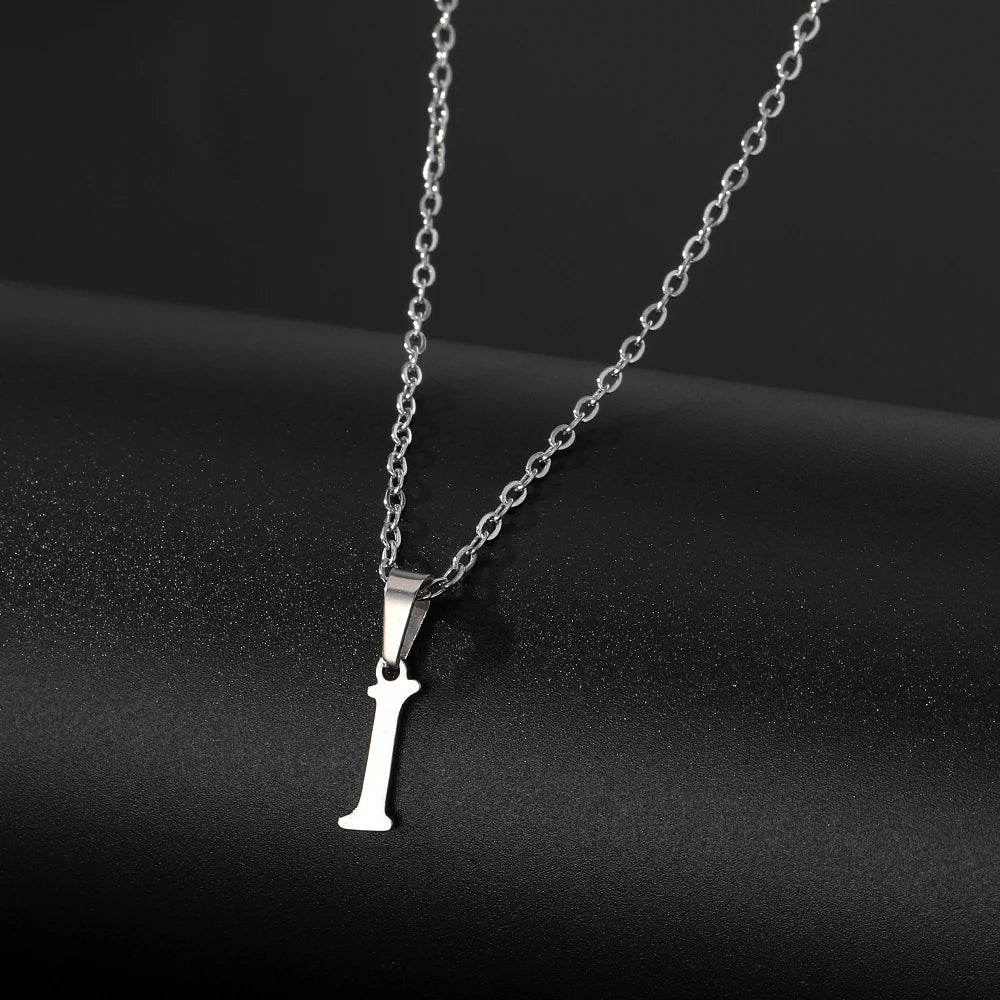 Stainless Steel English Alphabet 26 A-Z Letter Necklace Pendant Women Men Capital Initial Name Necklace Birthday Gift
