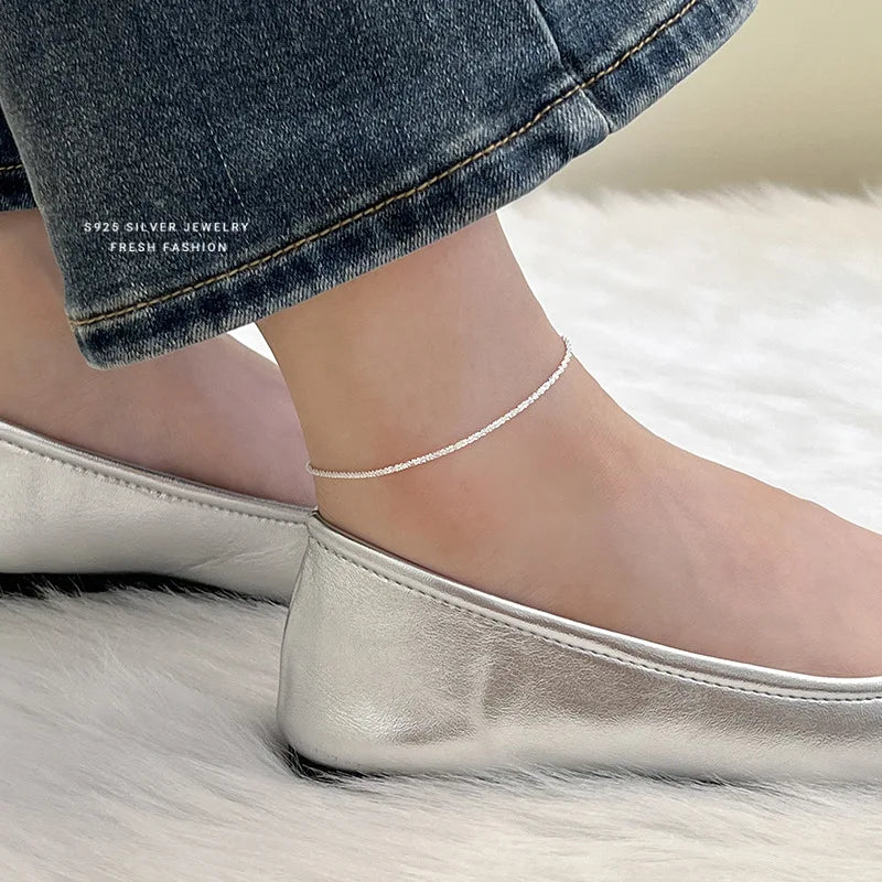 925 Sterling Silver Light Luxury High Quality Anklet for Women Korean Exquisite Elegant Summer Foot Accessories