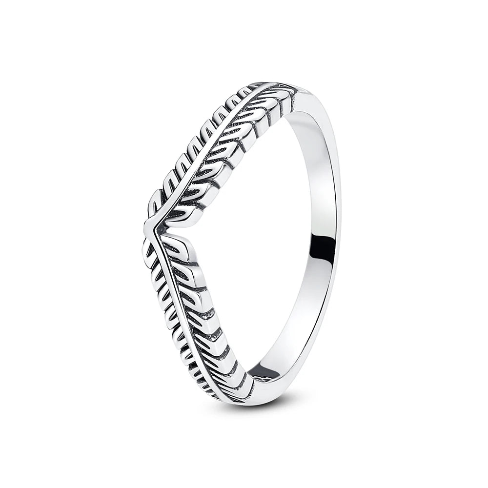 Original 925 Sterling Silver Rings For Women Love Heart Crown Wishbone Engagement Wedding Ring Rose Gold Luxury Jewelry Gift