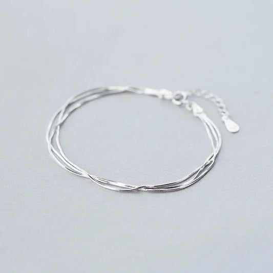 Simple Layer Bracelets for Women Korean Fashion Silver 925 Jewelry Hot Fashion 925 Sterling Silver Bracelet for Women