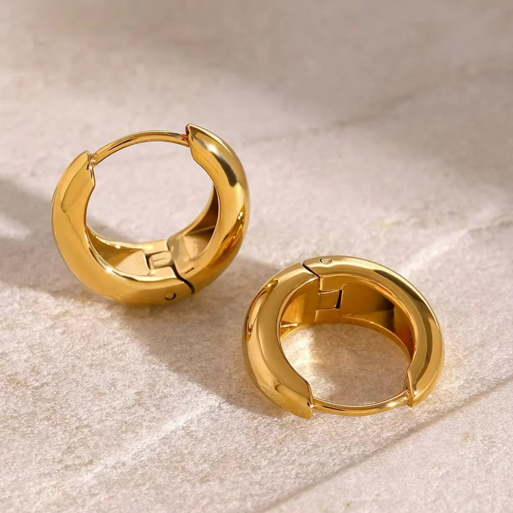 Stainless Steel 1 Pair Minimalist Huggie Hoop Earrings For Women Gold Color Tiny Round Circle 6/10/12mm Punk Unisex Rock Earring