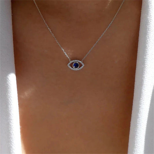 Fashion Evil Eye Necklace For Women Minimalist Classic Turkish Blue Eyes Pendant Choker Fatima Hand Clavicle Chain Lucky Jewelry