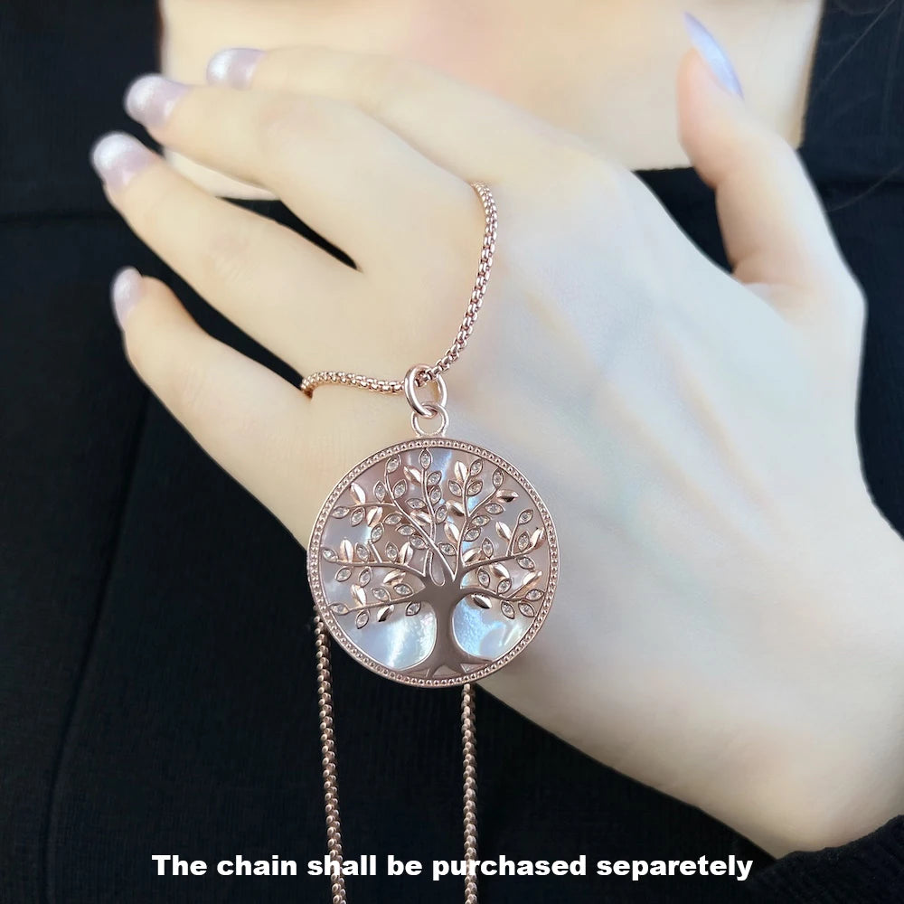 Pendants White Tree Rose Gold Color New Jewelry Romantic Symbol Balance 925 Sterling Silver Accessories Gift For Women