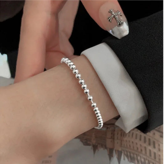 Pulseras de plata de ley 925 maciza 100 % para mujer y hombre, ajustables, hechas a mano, sencillas, regalo de cumpleaños y Navidad.