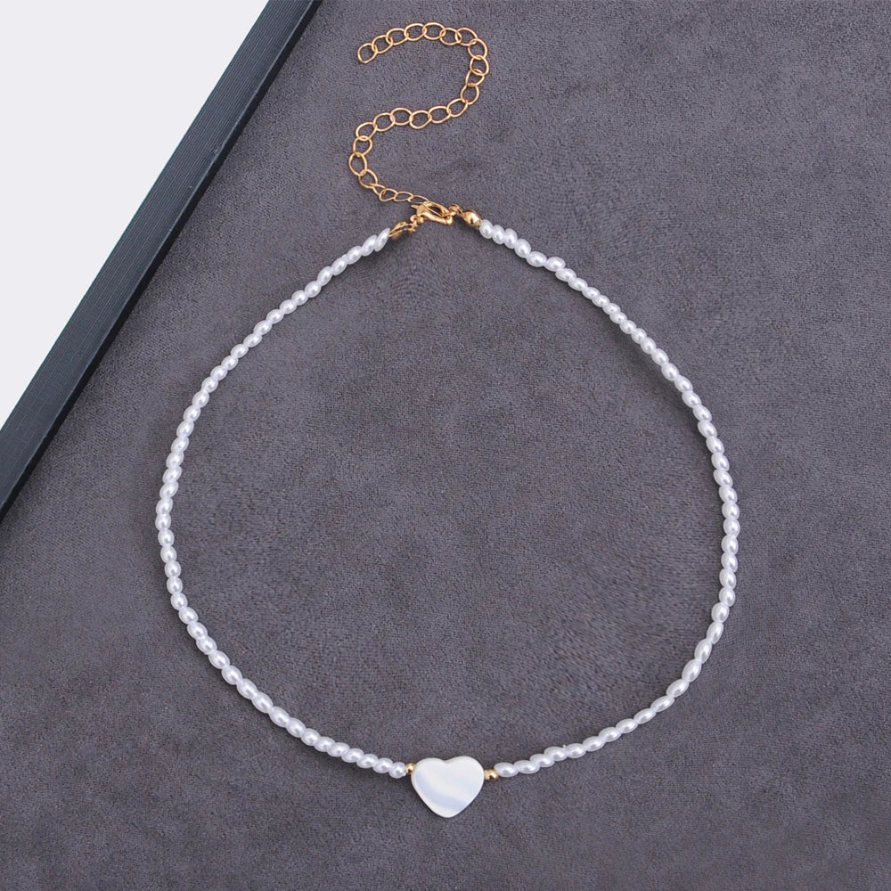 LATS Colorful Seed Beads Choker Nekklace for Women Girl New Love Heart Design Collar Fashion Jewelry Wholesale Dropshipping