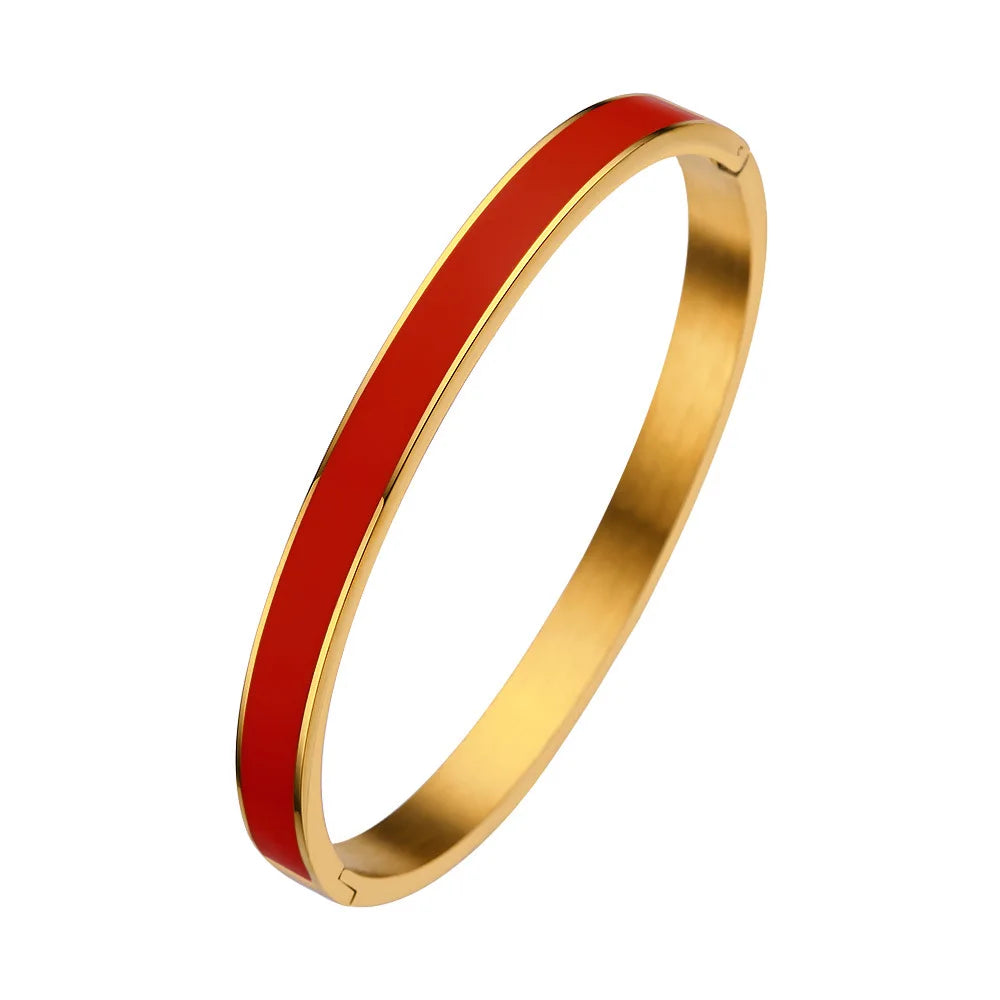Zalman Colorful Enamel Bangles Women Gold Color Stainless Steel Simple Romantic Bracelet Never Fade Wholesale 2023