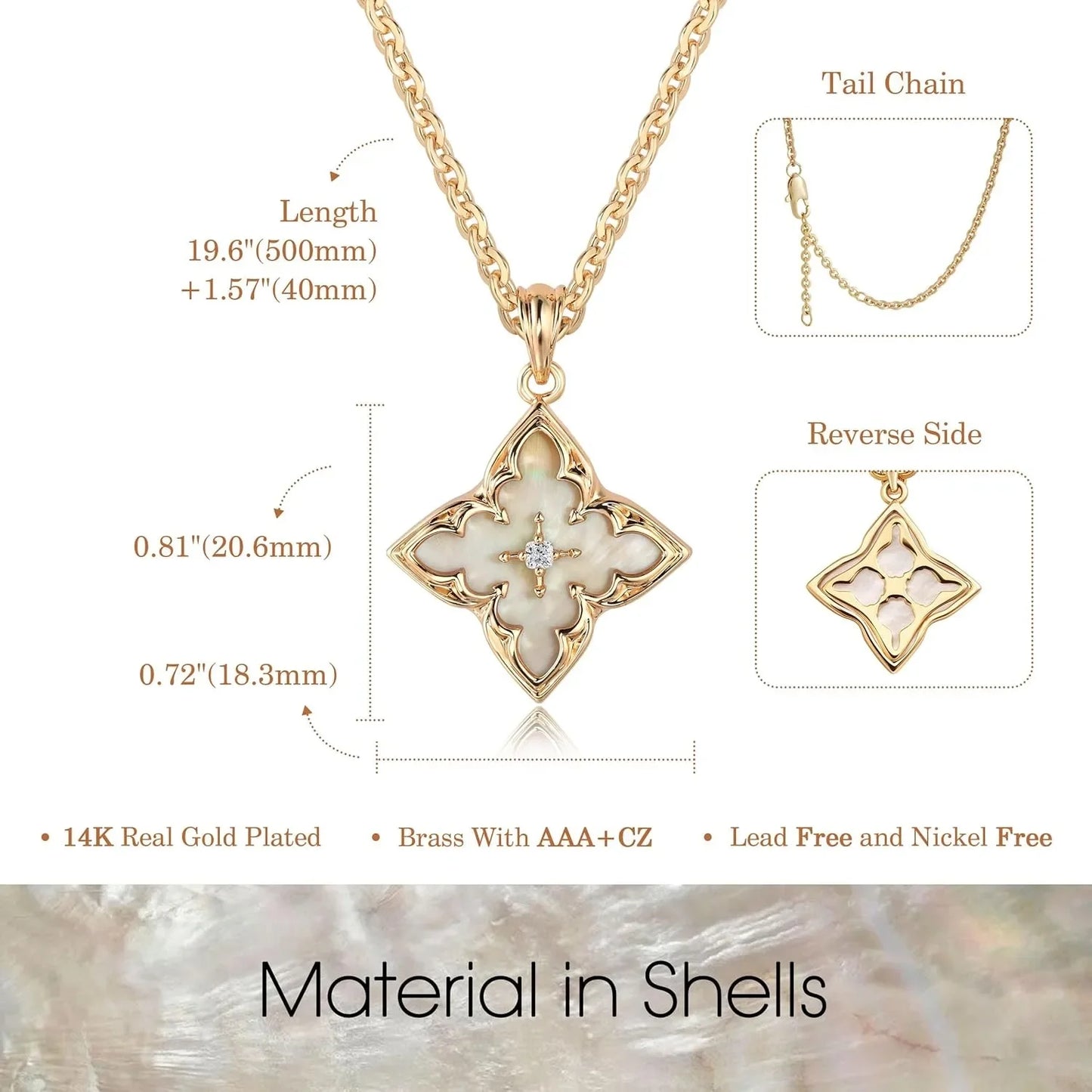 Clover Necklace for Women Dainty Gold Plated CZ Pendant Necklace Adjustable Chain Clover Pendant Necklaces for Women Jewelry
