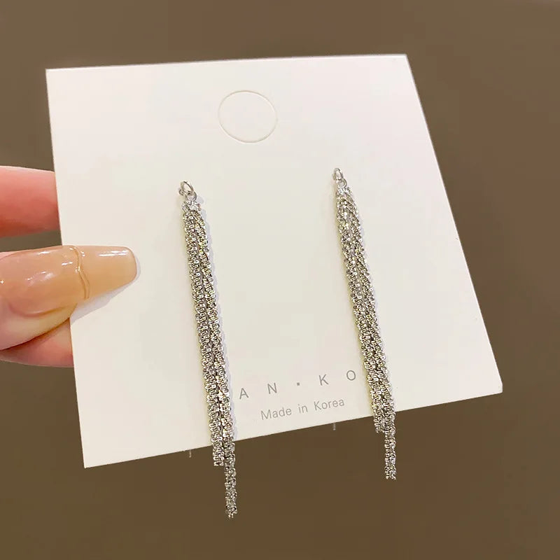 New Long Tassel Chain Dangle Earrings for Women girl Trend Korean Fashion Fine Earring Wedding Luxury Y2K Jewelry Wholesale