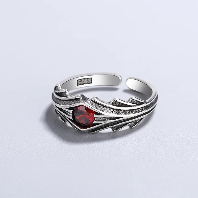 925 Sterling Silver Red Zircon Rings For Women Fashion High Quality Fine Jewelry Accessories Everything Jewellery