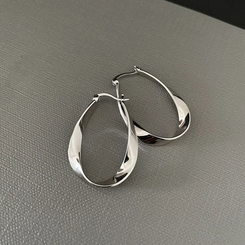 LATS New Design Trendy Retro Geometric Hoop Earrings for Women Irregular Light Luxury Simple Circle Earings Fashion Jewelry Gift