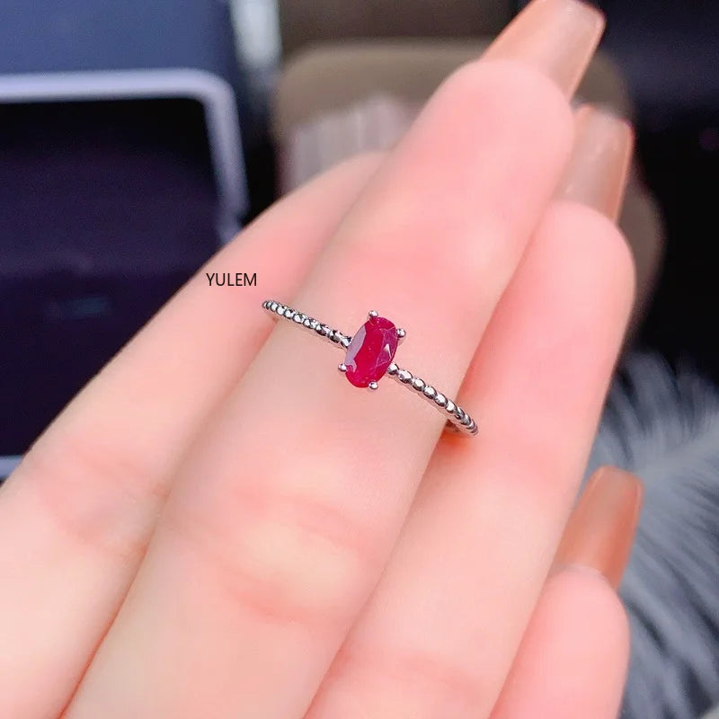 Natural Ruby Ring, 925 Sterling Silver, Simple and Exquisite Style, Recommended By The Owner, Authentic Color