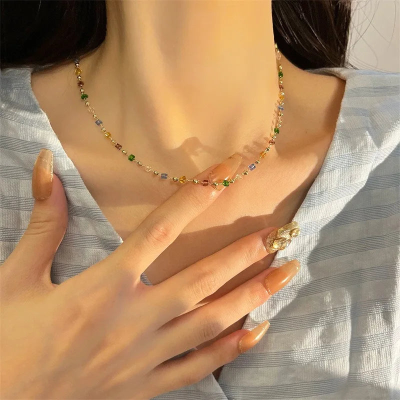 Necklace for Women Bohemian Colorful Beaded Fashion Jewelry Set On The Neck Party Choker Chain Femme Handwork Gift Daily