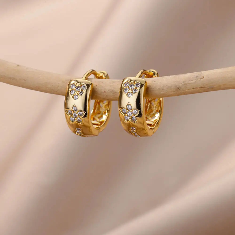 Zircon Star Earring For Women Girl Stainless Steel Hoop Piercing Earring y2k 2023 New Jewelry Accessories aretes free shipping