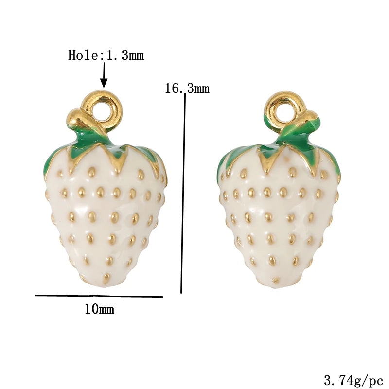 3pcs/lot Stainless Steel Enamel Strawberry Charms Pendants for DIY Jewelry Necklace Earrings Bracelets Making Accessories
