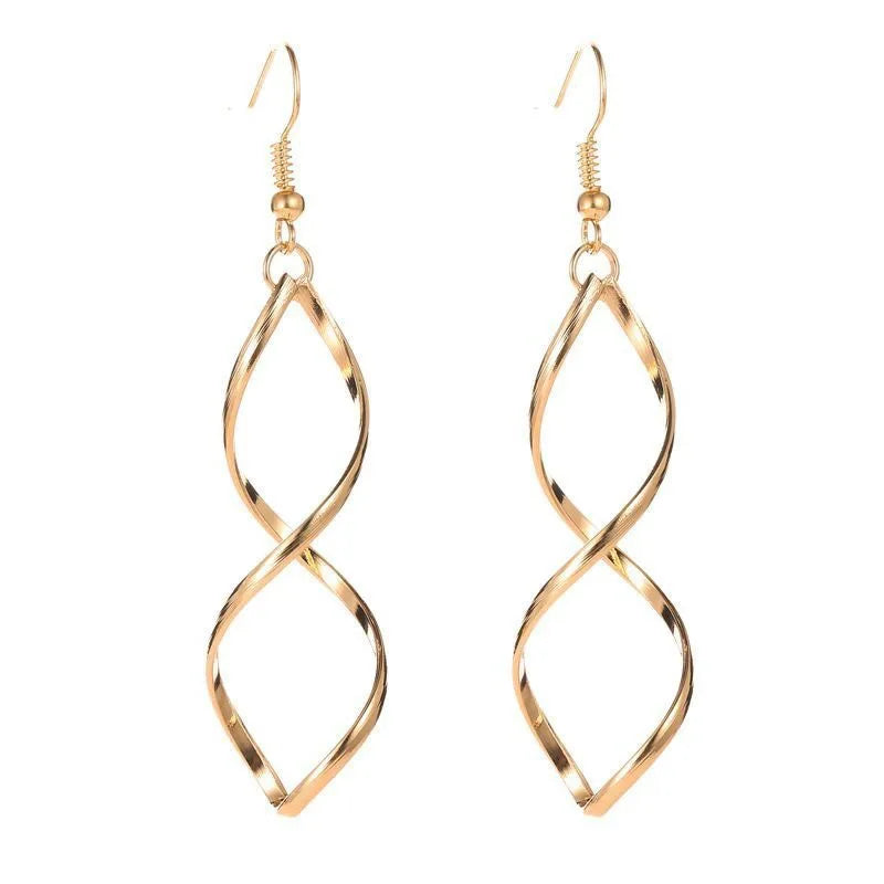 Personalized Spiral Curved Wave Tassel Drop Earrings for Women Korean Fashion Stud Earring Jewelry Accessories Pretty Gifts