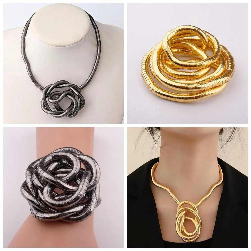 Bendable Snake Necklace Bendable Gold Silver Necklace Flexible Bracelet Twistable Choker for Women Girls Jewelry Accessories