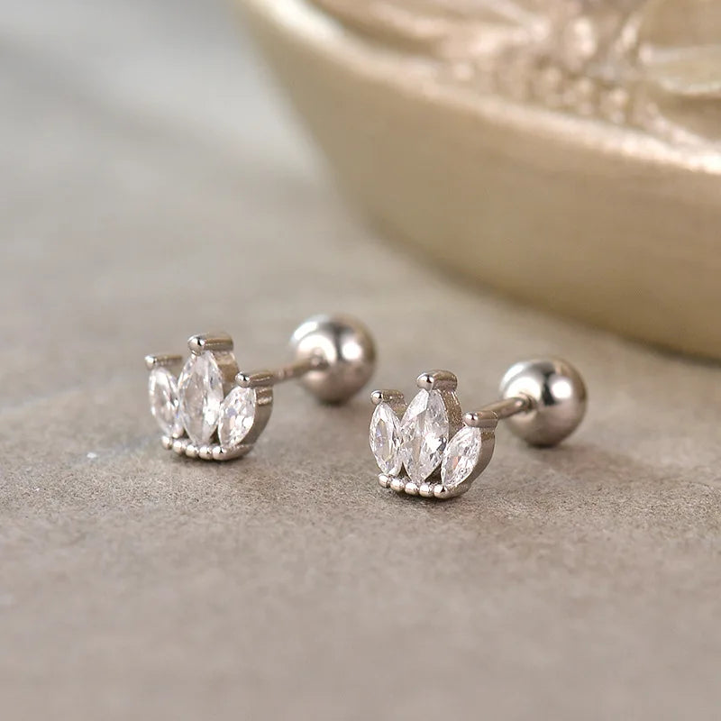 2PC Stainless Steel Little Huggies Hoop Earrings For Women Tiny Crystal Zirconia Pendant Cartilage Earrings Piercing Jewelry