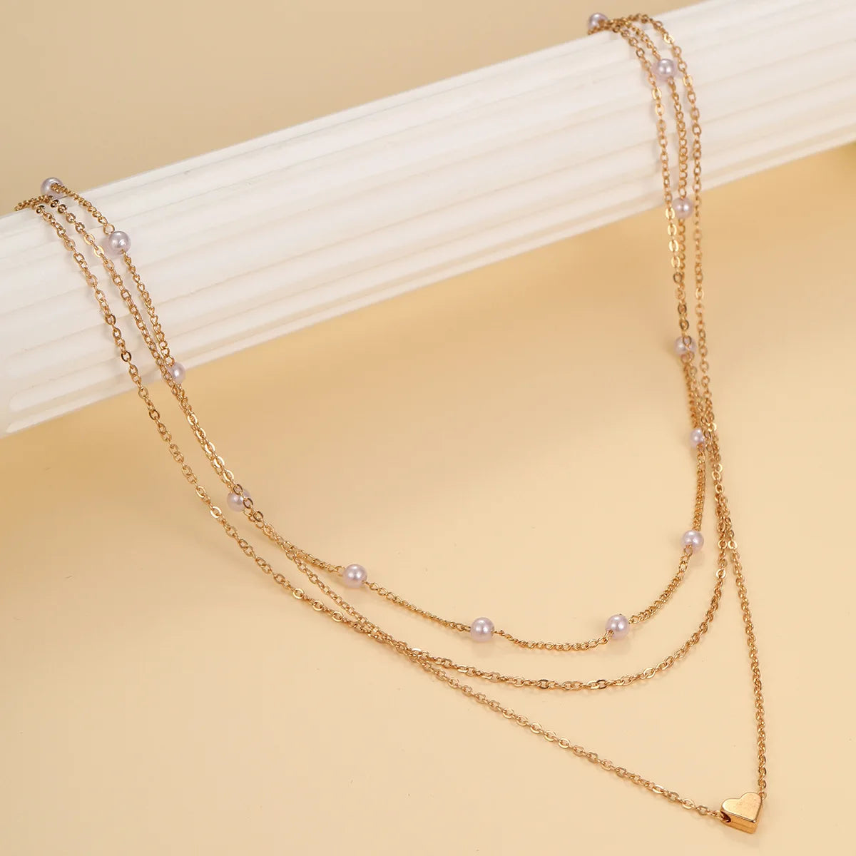 LATS Multilayer Pearl Cross Love Heart Pendant Necklaces for Women Gold Color Fashion Collarbone Neck Chain 2024 Trend Jewelry