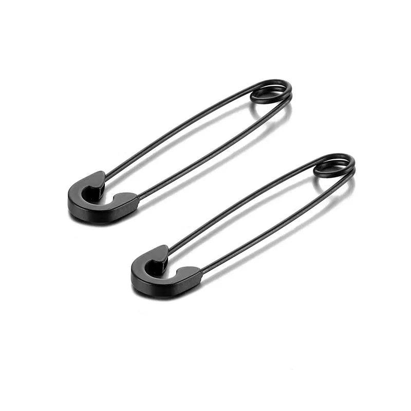 2Pcs/1Pair Funny Stainless Steel Pin Spikes Earrings for Women Man Paperclip Safety Steel Stud Punk Earrings Gothic Jewelry