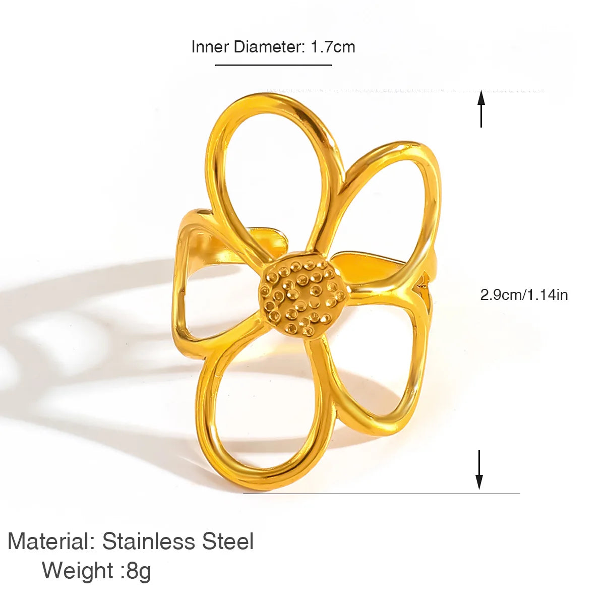 Sterling Silver Rings for Women Couple Minimalist Handmade Simple Big Flower Ring Party Jewelry Gift Prevent Allergy