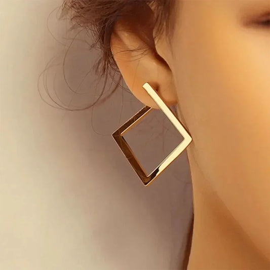 Pendientes cuadrados minimalistas retro, pendientes irregulares con forma de botón, nuevos pendientes exagerados de moda con viento frío para mujer, accesorios de apertura.