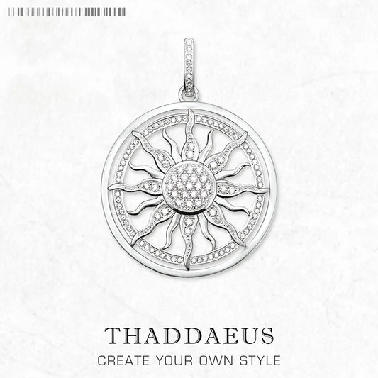 Pendant Amulet Sun White CZ Pave,Fashion 925 Sterling Silver Jewelry Europe Style Accessorie Gift For Men Woman