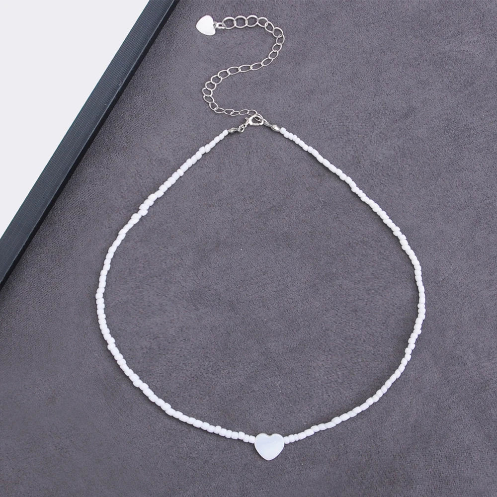 LATS Colorful Seed Beads Choker Nekklace for Women Girl New Love Heart Design Collar Fashion Jewelry Wholesale Dropshipping