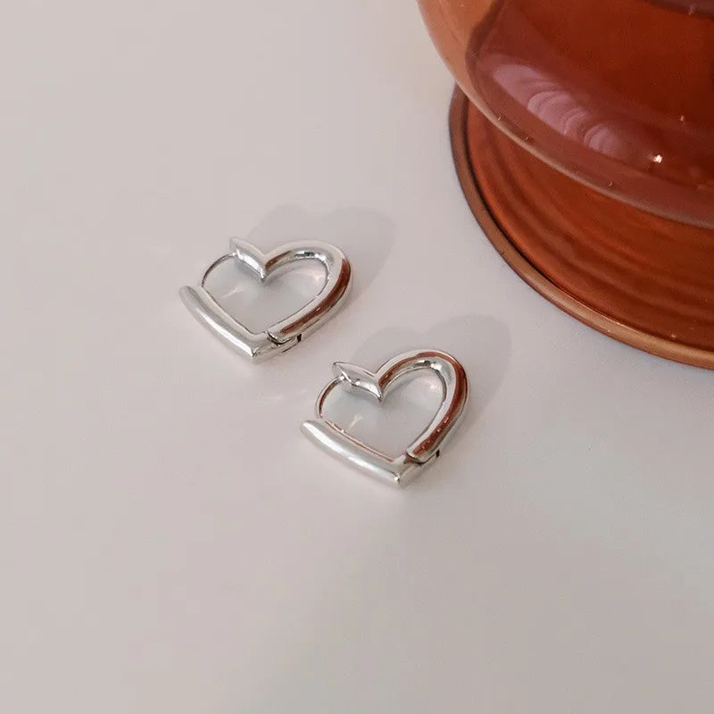 Candy Colorful Heart Hollow Hoop Earrings for Women Korean Sweet Design Sense Ear Buckle Cute Fashion Temperament Party Jewelry