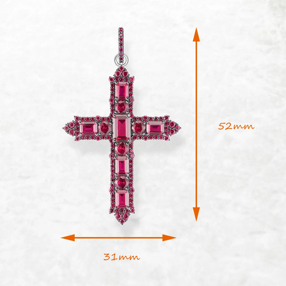 Pendant Rose Color Stone Cross Brand Fashion Trendy Jewelry Europe 925 Sterling Silver Gift For Woman