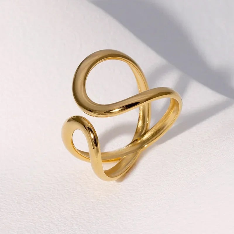 LATS Stainless Steel Gold Color Rings for Women Men 2024 Colorfast Popular Party Personalized Exaggerated Charms Jewelry Gifts
