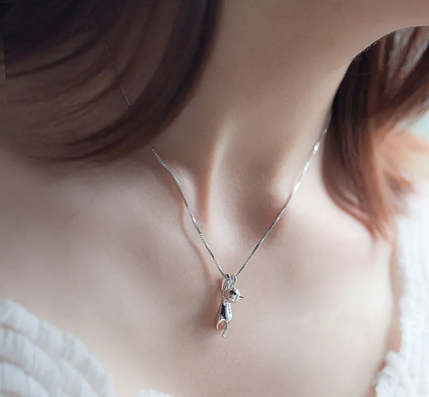 Necklace For Women Cute Simple Girls Animal Cat Sweet Heart Butterfly Pearl Embroidery Flowers Fashion