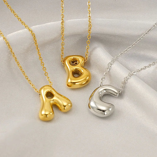 LATS 26 English Letter Gold Color Stainless Steel Necklace for Women Personalized Jewelry Gifts Fashion Accessories