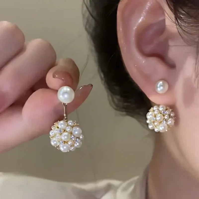 Elegant Lady's Pearl Pendant Earrings Korean Fashion Jewelry Party Student Girl's Simple Accessories Wedding Earrings For Woman