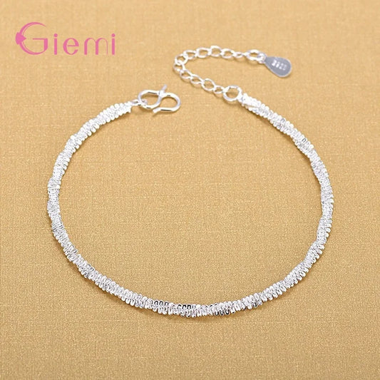 New Fashion 925 Sterling Silver Ankle Bracelet Elegant Twisted Weave Chain Anklets For Women Girl Jewelry Gift