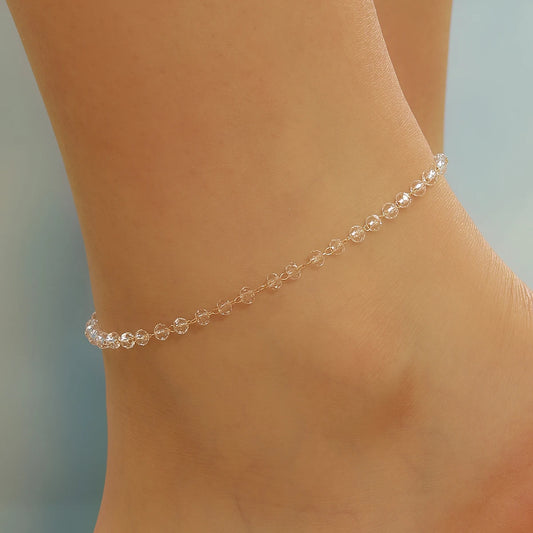 Kinitial Exquisite and fashionable laser plated anklet with multiple transparent gemstones as an anniversary gift for her