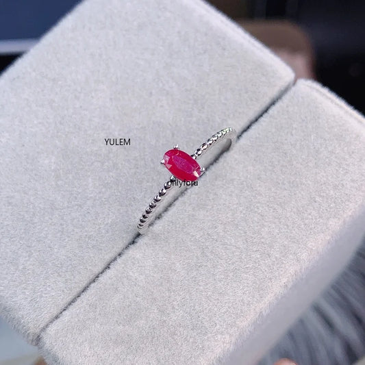 Natural Ruby Ring, 925 Sterling Silver, Simple and Exquisite Style, Recommended By The Owner, Authentic Color