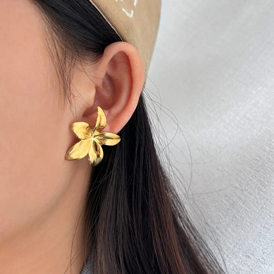Pendientes de botón con diseño de flor vintage, hipoalergénicos y elegantes, de acero inoxidable chapado en oro de 18 quilates, accesorios para mujer.