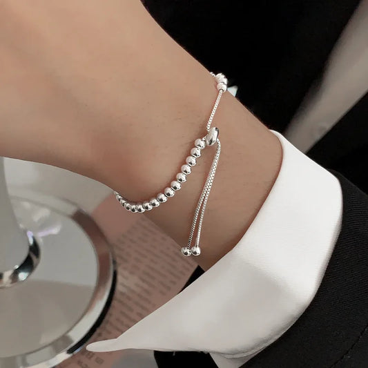 925 Sterling Silver Bracelet Beads Adjustable Geometric Elegant Punk For Woman Girl Fashion Jewelry Gift Dropship Wholesale