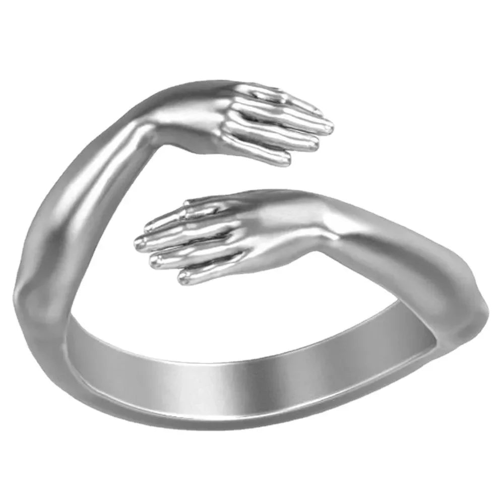 Rings 2025 Trend Jewelry Hands Hug Punk Personality Open Dropshipping Rings for Women Men