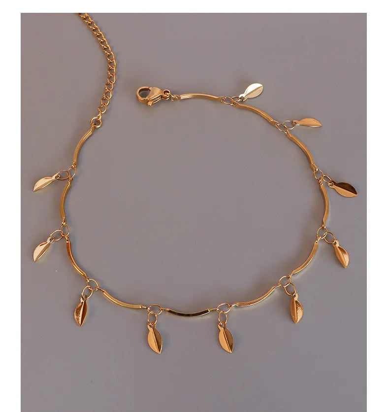 Anklets For Women Stainless Steel 18K Gold Plated High Quality No Tarnish Women's Ankle Bracelets Foot Chains Luxury Ankle Strap