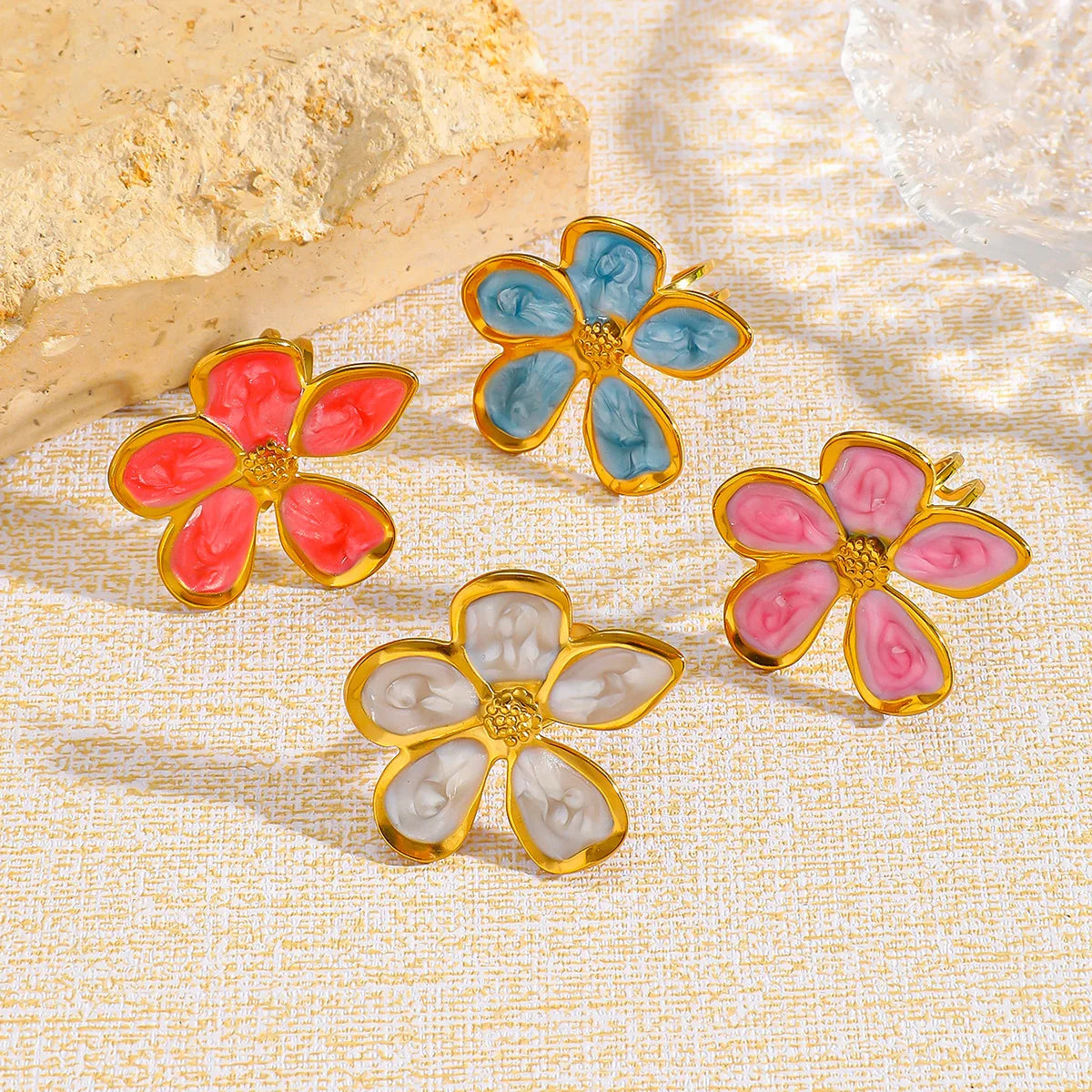 Cazador 2Pcs Flower Women's Earrings Stainless Steel Stud Earrings Jewelry Trend 2025 Party Wedding Birthday Gifts New Wholesale