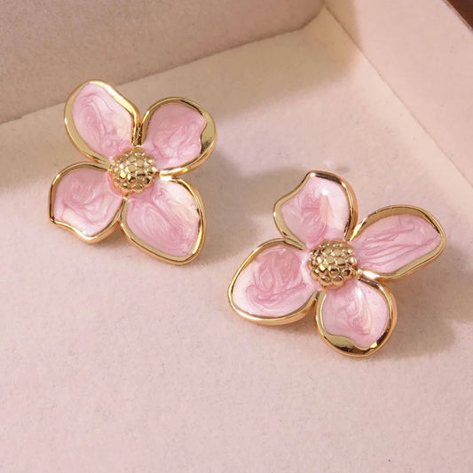 Cazador - 2 pendientes de flores para mujer, de acero inoxidable, estilo bohemio, joyería de tendencia 2025, ideal como regalo para fiestas, bodas y cumpleaños, venta al por mayor.