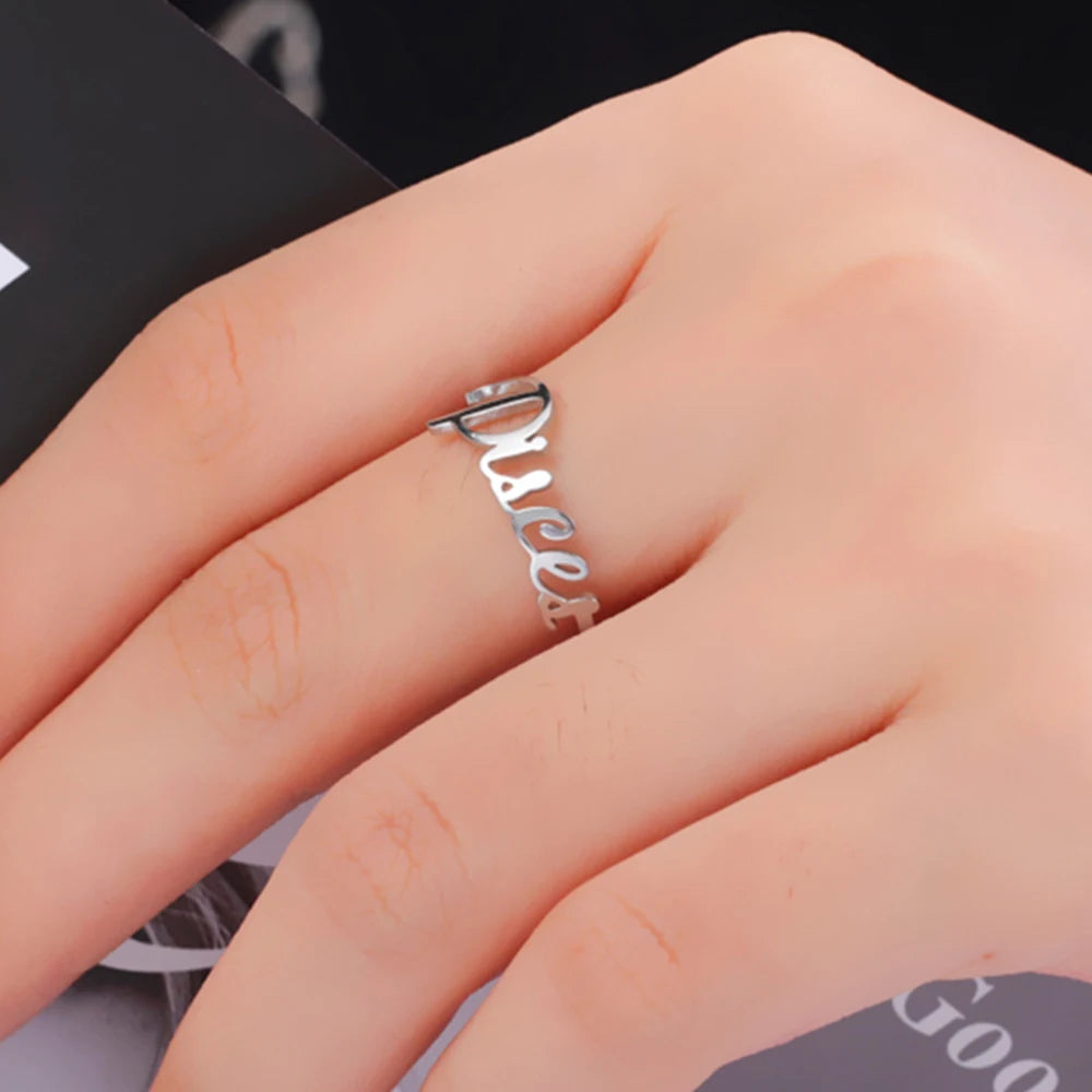 Custom Double First Name Finger Ring For Women Men Personalized Rings Couple Family Gift Gold Color Stainless Steel Jewelry