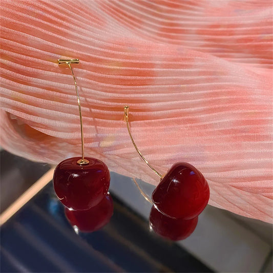 Pendientes acrílicos con forma de cereza, de resina y de moda, para mujer, joyería Kpop, accesorios de moda.