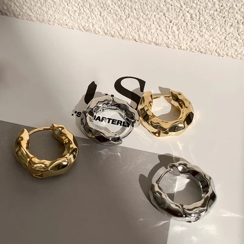 LATS New Design Trendy Retro Geometric Hoop Earrings for Women Irregular Light Luxury Simple Circle Earings Fashion Jewelry Gift