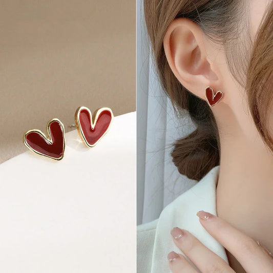 Pendientes LATS con forma de corazón de vino tinto y diseño de amor para mujer, estilo retro, con diseño de corazón de melocotón, accesorios clásicos y modernos.
