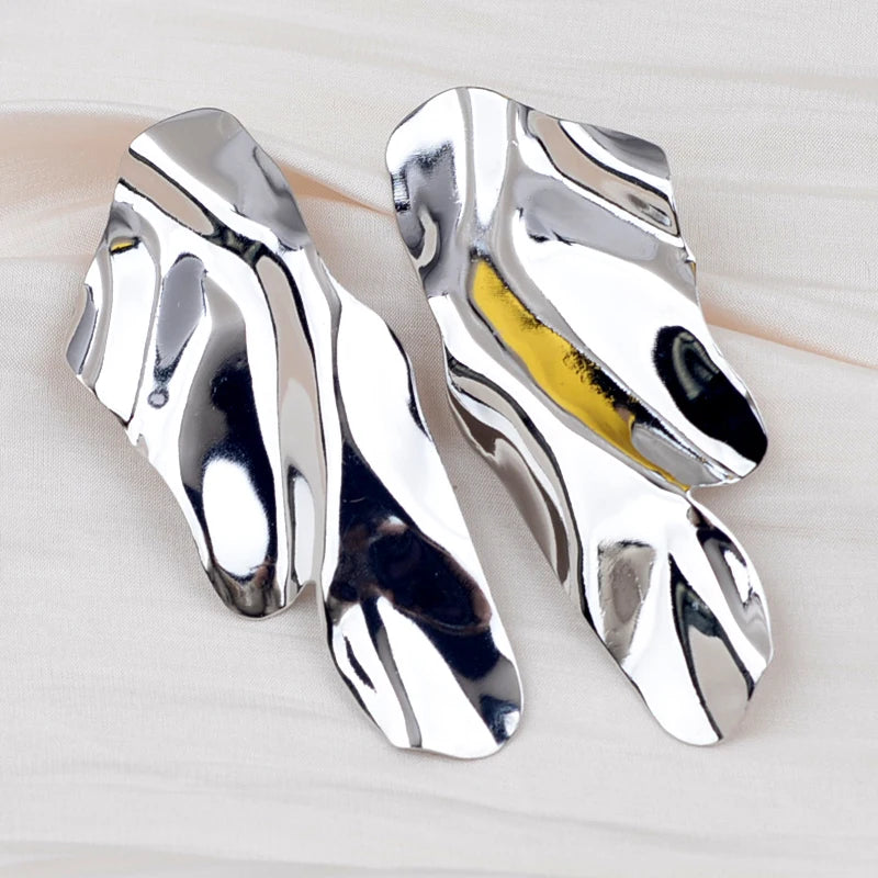 Retro Exaggerate Metal Statement Earrings for Women European Fashion Round Star Square Leaf Twist Geometry Long Earrings Jewelry