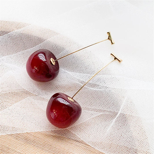 Pendientes acrílicos con forma de cereza, de resina y de moda, para mujer, joyería Kpop, accesorios de moda.