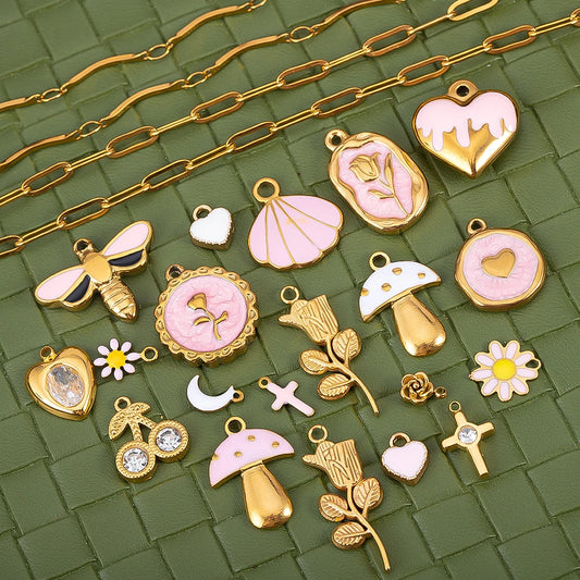 Stainless Steel Pendants Collection Cute Marine Style Pendants Various Earring Components DIY Necklace Jewelry Accessories